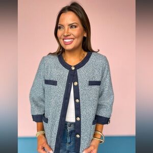 Women's Blue Tweed Jacket